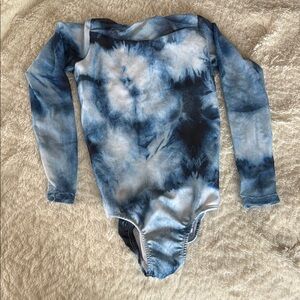 Blue Tie-Dye Girls Gymnastics Leotard